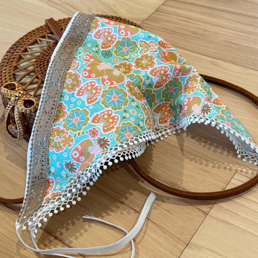 Mushroom Print Hair Scarf Handmade